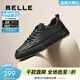 百麗（Belle）時(shí)尚百搭休閑鞋男牛皮免系帶休閑板鞋A1230CM3預售 黑色 41 (255mm)