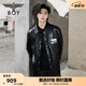 BOY LONDON【玄紋漫鏡】春季男女同款潮牌寬松PU皮襯衫外套N44003 黑色 XL