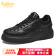 卡賓鞋子男鞋春季新款厚底增高板鞋百搭男士休閑鞋輕奢小眾印花潮鞋男 黑色 41 【標準皮鞋尺碼】