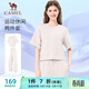 駱駝（CAMEL）休閑套裝女寬松顯瘦短袖長(cháng)褲運動(dòng)健身服 Y25BAWL6018 橡木灰 L