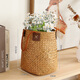 ken'sKENS 手工草編收納籃 創(chuàng  )意花盆套 插花籃 田園小提籃收納籃禮品籃 橙色大號