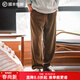馬登工裝雪尼爾垂感聰明褲美式巴恩風(fēng)直筒休閑褲仿燈芯絨束腳長(cháng)褲子男 淺咖啡 【男士褲子秋冬款/男褲輕奢高級感/男裝褲子】 L