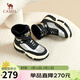 駱駝（CAMEL）雪地靴女潮搭撞色鞋面拼接厚底系帶保暖靴 L23W275060 黑/銀 37