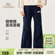 英氏（YEEHOO）女童喇叭褲兒童褲子中大童裝長(cháng)褲運動(dòng)衛褲休閑春裝 深藍色 160