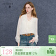 三彩2025秋季新款長(cháng)袖襯衣兩件套寬松系帶木耳邊上衣吊帶氣質(zhì)M 米白色 M 160/84A