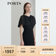 PORTS寶姿女裝 秋冬新品短袖中長(cháng)連衣裙LL9D108LWP093 黑色 M (6)