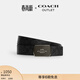 蔻馳（COACH）奧萊男士飾片扣可裁剪雙面腰帶皮帶禮物，38MM QB/炭黑色/黑色
