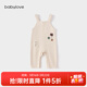 babylove【清倉】寶寶背帶褲春秋休閑長(cháng)褲嬰兒連體褲貼布洋氣外出百搭褲子 米穗色 80
