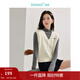 茵曼（INMAN） 針織馬甲女老錢(qián)風(fēng)V領(lǐng)薄冬季學(xué)院風(fēng)內搭毛衣上衣 梨花杏 M
