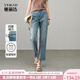 婭麗達彈力直筒褲2025新款牛仔褲女小個(gè)子煙管褲修身顯瘦九分褲子 懷舊淺藍（B1） 28