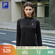 FILA 斐樂(lè )官方女子針織長(cháng)袖衫2025冬季新款健身運動(dòng)加絨半拉鏈長(cháng)T 深黑-BK L 170/88A/L