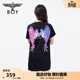 BOY LONDON【霓虹光翼】夏女士連衣裙休閑炫彩翅膀甜酷T恤裙W17003 黑色 S