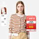 哈吉斯（HAZZYS）女裝 春季外套女【PHIZ系列】撞色條紋休閑風(fēng)針織開(kāi)衫女 橙色OR XL （170/92A 42）