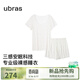 ubras26年新款呼呼薰衣草碎花短袖短褲睡衣女士高端睡衣套裝居家服套裝 短袖短褲-白底薰衣草 L