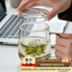 憶壺茶（YIHUTEA）泡茶杯茶水分離玻璃杯辦公室家用水杯男士茶杯玻璃高硼硅綠茶杯子 【玻璃蓋】500ML加厚君子杯