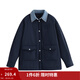 茵曼（INMAN）假兩件牛仔襯衫領(lǐng)棉衣女2025冬季時(shí)尚百搭寬松保暖夾棉外套 深藍色 M