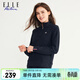 ELLE ACTIVE高級感半拉鏈立領(lǐng)衛衣女春季百搭彈力運動(dòng)舒適套頭衫經(jīng)典針織衛衣 藏青色 L