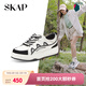 圣伽步（SKAP）板鞋女士休閑網(wǎng)面透氣厚底面包鞋 黑色 37