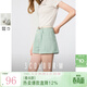 三彩2025秋款純棉牛仔短褲薄荷綠口袋熱褲卷邊休閑M 薄荷綠 S 155/64A