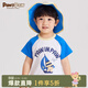 PawinPaw卡通小熊童裝夏季男女寶撞色卡通印花短袖T恤 Blue藍色/50 100 cm