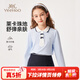 英氏（YEEHOO）兒童t恤女童polo衫春季時(shí)尚淑女學(xué)院風(fēng)長(cháng)袖上衣春裝新款中大童裝C 蝴蝶結波浪-冰晶藍 150