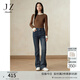 玖姿·安娜蔻復古時(shí)髦中高腰厚實(shí)修身微喇牛仔褲女裝2024冬款 藍色系 L