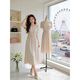 鹿王戀雪高端洋氣連衣裙女士春秋夏季2026新款高級感收腰顯瘦雪紡長(cháng)裙子 米白色 XL 105-120斤