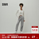 森馬（Semir）休閑褲女純色松緊腰束腳衛褲女士潮流簡(jiǎn)約風(fēng)秋季拼接長(cháng)褲顯瘦 灰色調00422 S