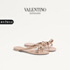 華倫天奴VALENTINO女士 ROCKSTUD 橡膠鉚釘平底涼鞋 粉色 38