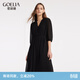歌莉婭粉色法式連衣裙大牌氣質(zhì)女裝顯瘦時(shí)尚a字茶歇裙子1A8C4K1Y0 00B黑色 L (165)