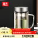 富光 格致玻璃杯雙層帶蓋茶杯茶水分離辦公杯過(guò)濾把手大容量家居館 本色 520ml