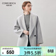 科蒙博卡2025秋冬新款大翻領(lǐng)一?？勖赝馓着b洋氣直筒羊毛大衣 新淺灰 M