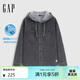 蓋璞（GAP）男裝2026春季新款涼感寬松襯衫式牛仔連帽夾克牛仔衣854135