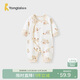 童泰嬰兒連體衣春秋季純棉寶寶衣服新生兒偏開(kāi)哈衣爬服睡衣棕色73cm