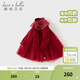 戴維貝拉（DAVE＆BELLA）兒童連衣裙冬季新款中國風(fēng)女童網(wǎng)紗裙寶寶加絨裙子小童公主裙 暗紅色【現貨】 90 cm（建議身高80-90cm）