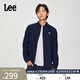 Lee標準版抓絨刺繡小Logo翻領(lǐng)男士長(cháng)袖襯衫休閑潮流LMT009100206 海軍藍 L