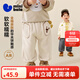 迷你巴拉【純棉華夫格】男童女童舒適百搭休閑褲萌趣百搭褲子春新款 淺卡其50311 100