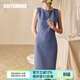 ROEYSHOUSE羅衣職場(chǎng)女裝無(wú)袖連衣裙夏新款簡(jiǎn)約知性修身顯瘦裙子01790 霧藍色 L