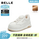百麗（Belle）簡(jiǎn)約百搭高幫鞋女冬季新款商場(chǎng)同款厚底加絨休閑板鞋E6R1DDM5 米色 36 (230mm)