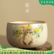 陶羽汝窯茶杯貓咪開(kāi)片個(gè)人家用主人杯創(chuàng  )意功夫茶具小茶杯品茗杯喝茶杯 御黃汝窯富貴杯-黃花貓