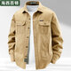 海西百頓（HAI XI BAI DUN）長(cháng)袖襯衫男春秋季襯衫男長(cháng)袖襯衣薄款純棉休閑大碼中年工裝外套潮 卡其色 M