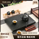 咪曦烏金石茶盤(pán)套裝天然石頭茶托茶臺功夫茶具一體式茶托盤(pán)可定制尺寸 一葉扁舟36*25*3cm（單盤(pán))