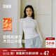 森馬（Semir）長(cháng)袖T恤女半高領(lǐng)緊身冬季2025發(fā)熱抓絨木耳邊打底衫109725101013