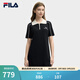 FILA斐樂(lè )官方女子編織連衣裙夏季新款時(shí)尚休閑修身POLO裙子 傳奇藍-NV M 165/84A/M