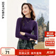 尚都比拉半高領(lǐng)打底衫女春秋針織衫洋氣內搭慵懶風(fēng)外穿上衣 紫色 均碼