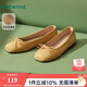 熱風(fēng)平底淺口單鞋女款春秋新款方頭蝴蝶結休閑女鞋純色百搭鞋子
