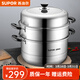 蘇泊爾（SUPOR）易存儲304不銹鋼三層復底蒸鍋家用蒸籠電磁爐燃氣通用 商場(chǎng)專(zhuān)供款 SZ28T9【拍4口整箱發(fā)】 28cm