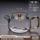 錦格玻璃茶壺泡茶壺側把茶壺功夫茶具耐高溫加厚茶壺過(guò)濾耐熱全玻璃壺 玻璃小壺H21黃大號：400ML