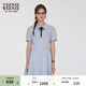 Teenie Weenie小熊女裝連衣裙夏季藍色氣質(zhì)通勤學(xué)院翻領(lǐng)短袖裙 淺藍色 S