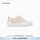 Calvin KleinJeans女士潮流復古簡(jiǎn)約字母印花ck厚底運動(dòng)鞋休閑鞋帆布鞋禮物 0GI-米白色 37